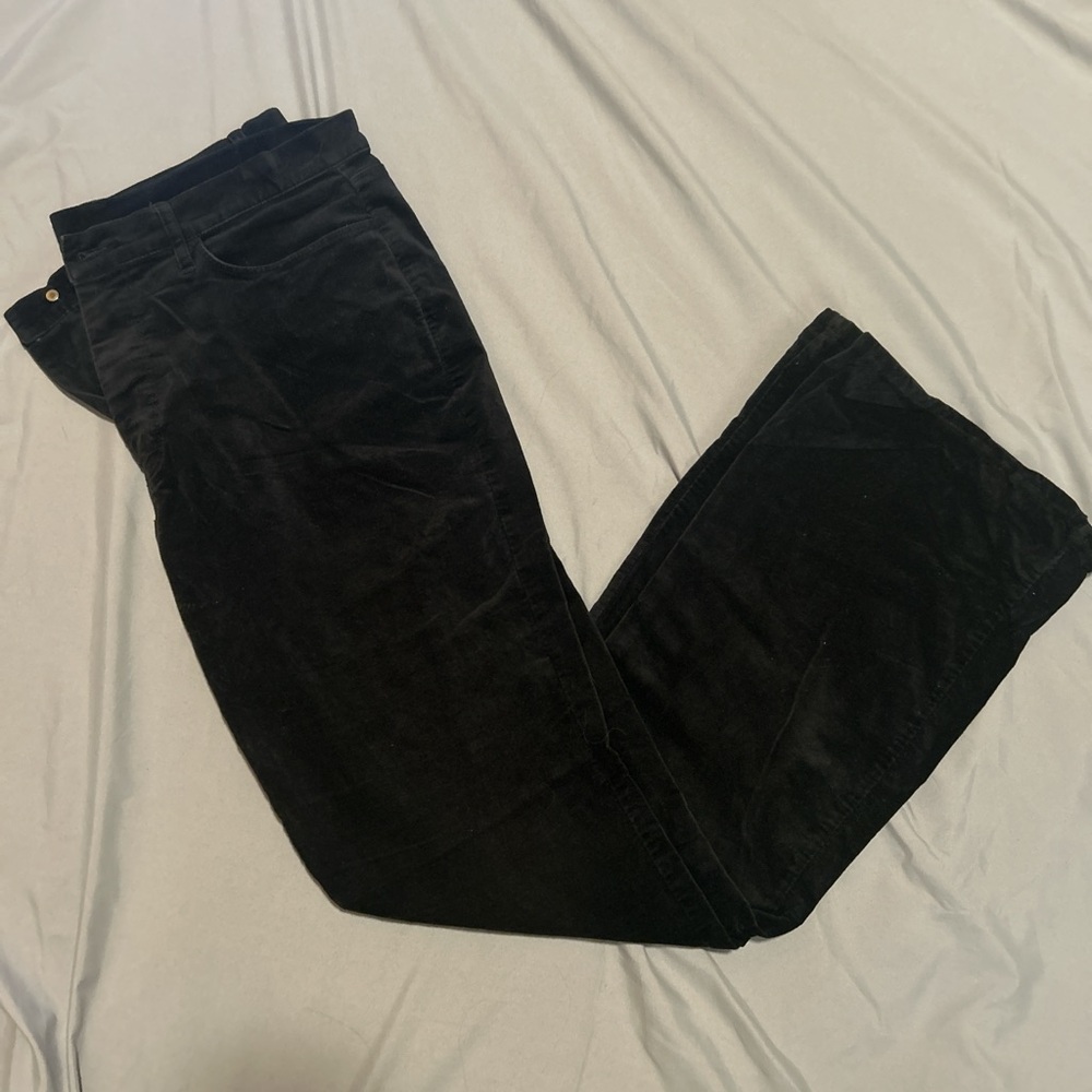 Black suede flared pants